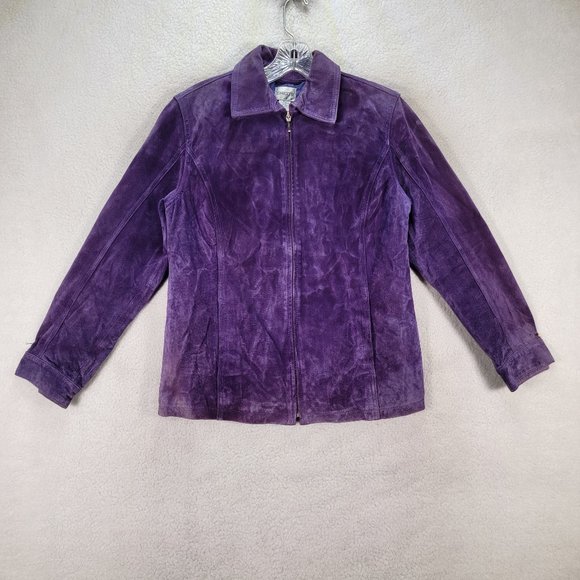 Chico's Jackets & Blazers - Vintage Chico's Amethyst Purple Suede Leather Collared Zip Up Unique Coat Jacket